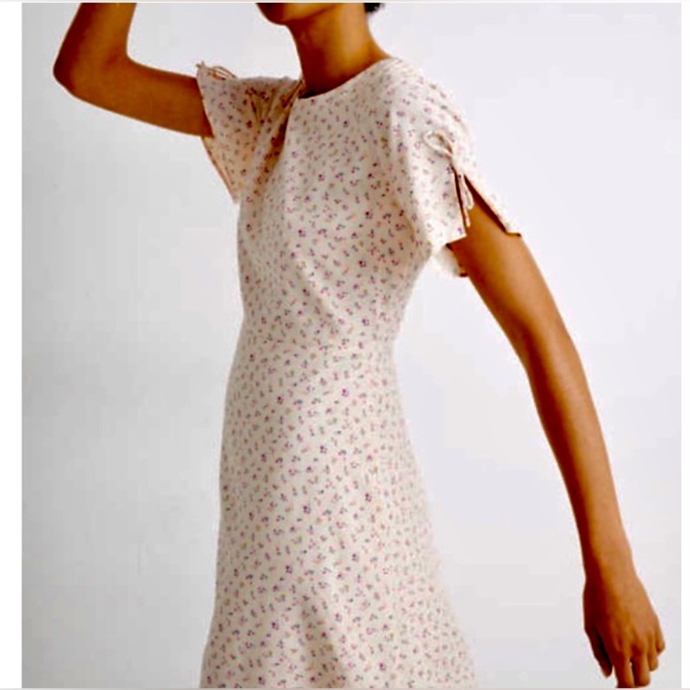 Madewell Rétro Tie Sleeve Mini Dress (Floral/Cream)